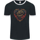 Dragon Heart Fantasy Art Mens Ringer T-Shirt FotL Black/White