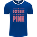 Breast Cancer Awareness In October Pink Mens Ringer T-Shirt FotL Royal Blue/White