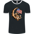 Beer Moon USA Flag Astronaut Space Alcohol Mens Ringer T-Shirt FotL Black/White