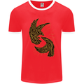 The Viking Raven Symbol Odin Ragnar Tribal Mens Ringer T-Shirt FotL Red/White