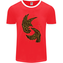 The Viking Raven Symbol Odin Ragnar Tribal Mens Ringer T-Shirt FotL Red/White