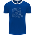 Microscope Science Biology Mens Ringer T-Shirt FotL Royal Blue/White