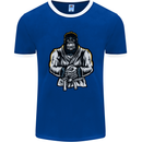 Jiu Jitsu Gorilla MMA Martial Arts Karate Mens Ringer T-Shirt FotL Royal Blue/White
