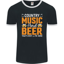 Country Music and Beer Thats Why Im Here Mens Ringer T-Shirt FotL Black/White