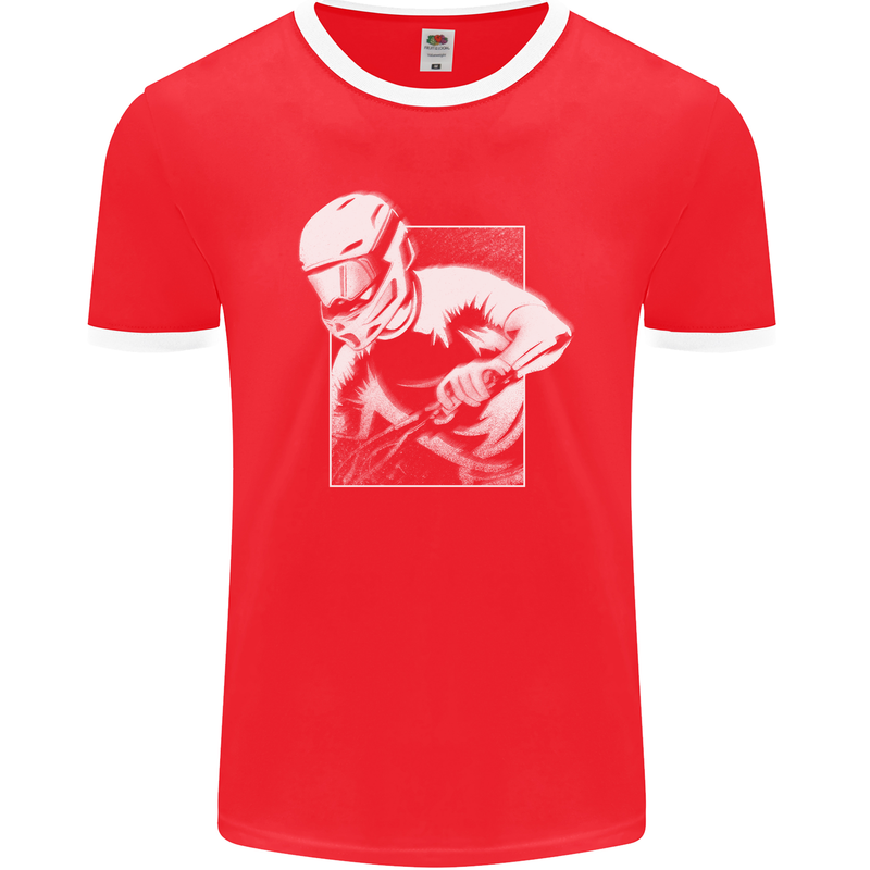 Downhill Mountain Biking DH Cycling Mens Ringer T-Shirt FotL Red/White