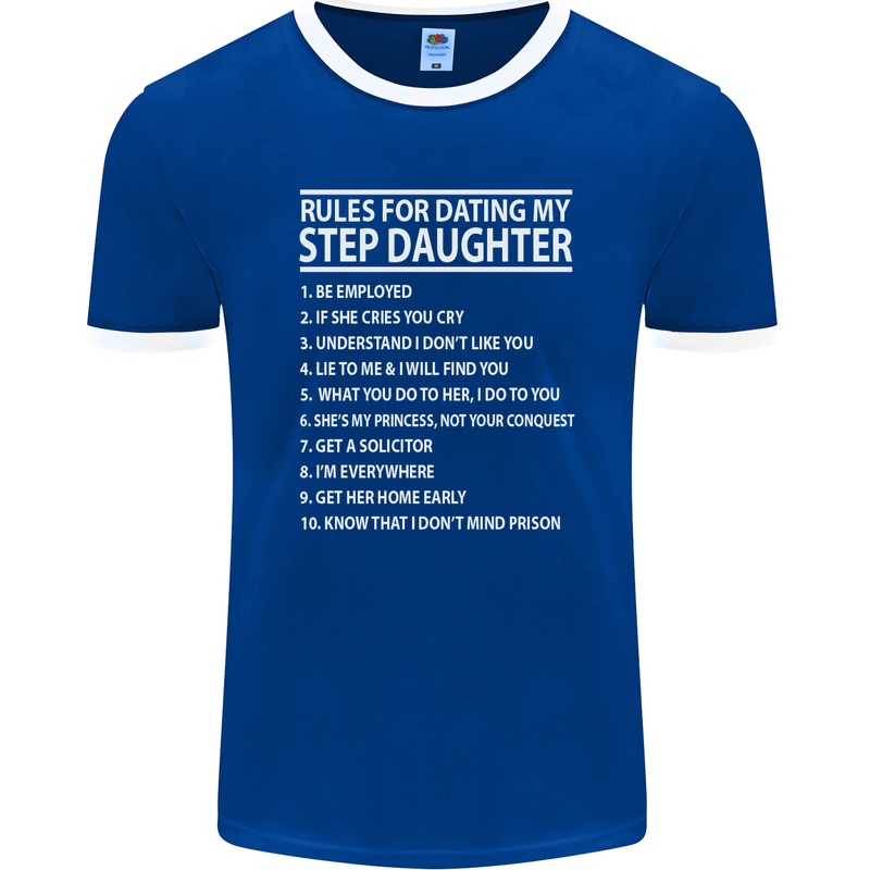 Dating My Step Daughter Funny Father's Day Mens Ringer T-Shirt FotL Royal Blue/White