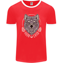 Mandala Wolf Mens Ringer T-Shirt FotL Red/White