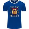 Christmas Just Here For the Presents Funny Mens Ringer T-Shirt FotL Royal Blue/White