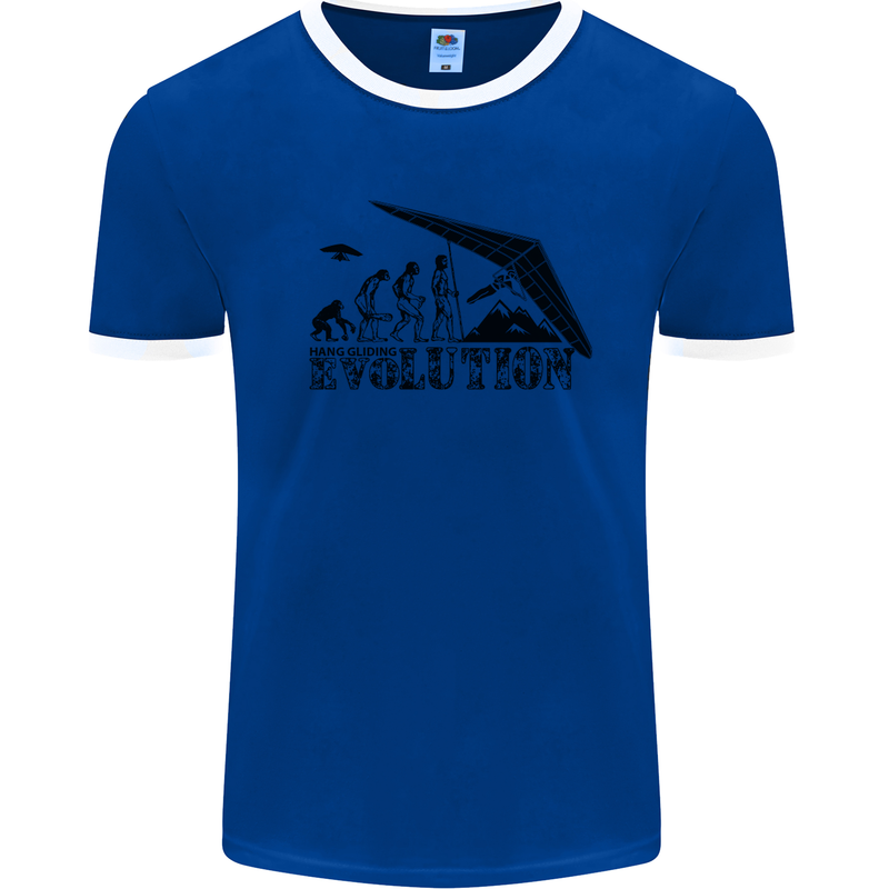 Hang Gliding Evolution Funny Hang Glider Mens White Ringer T-Shirt Royal Blue/White