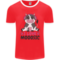 I Love Mooosic Funny Cow DJ Mens Ringer T-Shirt FotL Red/White