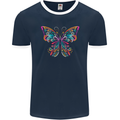 A Colourful Butterfly Mens Ringer T-Shirt FotL Navy Blue/White