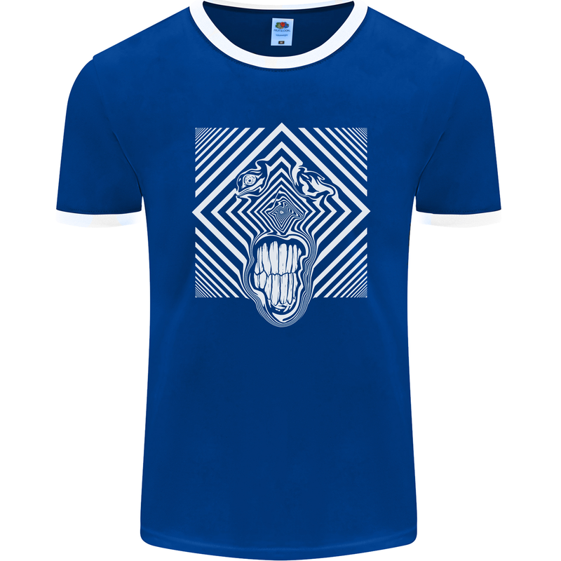 Zebra LSD Magic Mushrooms Hallucinogenic Mens Ringer T-Shirt FotL Royal Blue/White