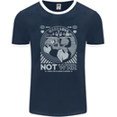 Make Love Not War World Peace Anti Mens Ringer T-Shirt FotL Navy Blue/White