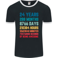 24th Birthday 24 Year Old Mens Ringer T-Shirt FotL Black/White