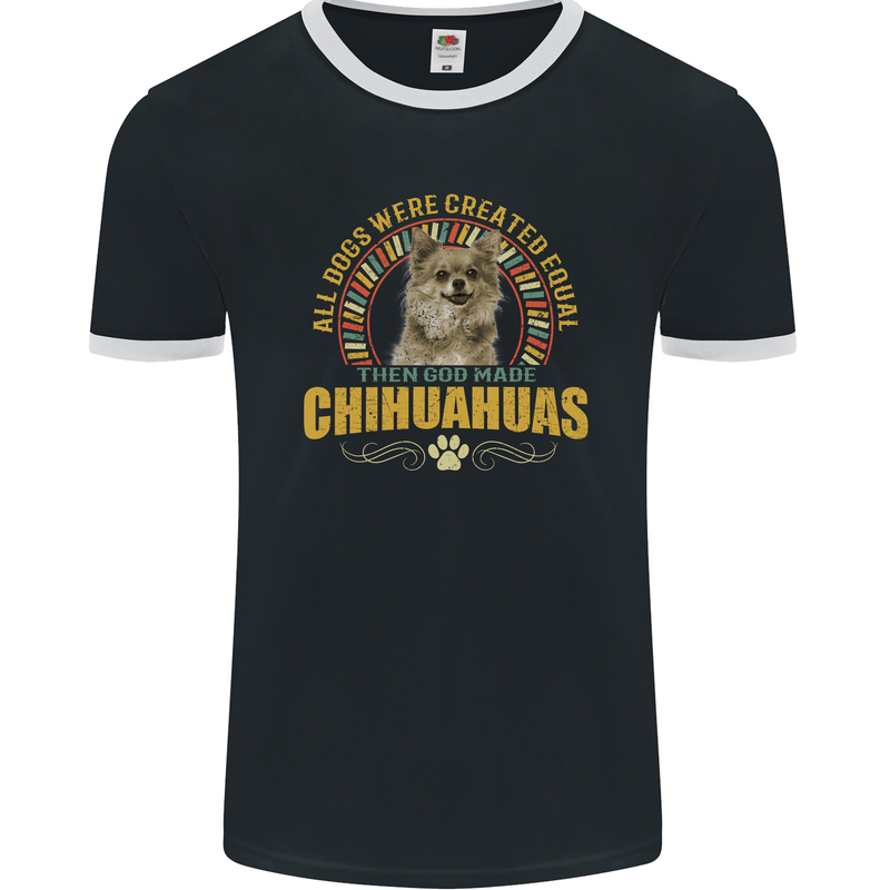 A Chihuahua Dog Mens Ringer T-Shirt FotL Black/White