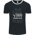 60th Birthday 60 Year Old Geek Funny Maths Mens Ringer T-Shirt FotL Black/White