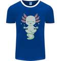 Meditating Axolot Yoga Spiritual Mens Ringer T-Shirt FotL Royal Blue/White