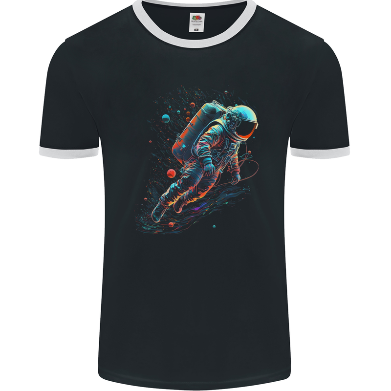 An Astronaut in Outer Space Man Mens Ringer T-Shirt FotL Black/White