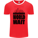 Mountain World Wait Hiking Trekking Walking Mens Ringer T-Shirt FotL Red/White