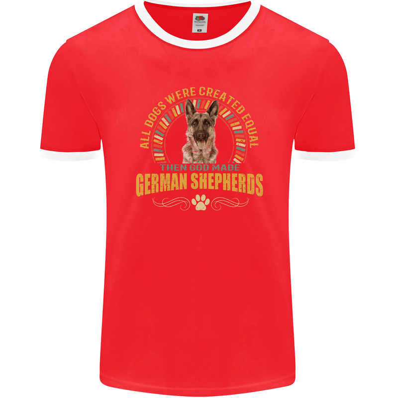 A German Shepherd Dog Mens Ringer T-Shirt FotL Red/White