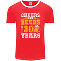 30th Birthday 30 Year Old Funny Alcohol Mens Ringer T-Shirt FotL Red/White