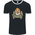 Funny Lazy Couch Potato Watchng TV Mens Ringer T-Shirt FotL Black/White