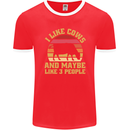I Like Cows & 3 People Funny Sarcastic Slogan Mens Ringer T-Shirt FotL Red/White