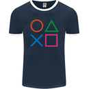 Arcade Game Console Buttons Gaming Gamer Mens Ringer T-Shirt FotL Navy Blue/White