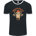 Muhdolf Funny Rudolf Christmas Cow Mens Ringer T-Shirt FotL Black/White