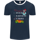 Good Naughty I Tried Funny Christmas Xmas Mens Ringer T-Shirt FotL Navy Blue/White