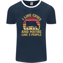 I Like Cows & 3 People Funny Sarcastic Slogan Mens Ringer T-Shirt FotL Navy Blue/White