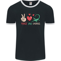 Peace Love Lizards Funny Gekko Iguana Mens Ringer T-Shirt FotL Black/White