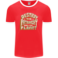 Destroy Patriarchy Not the Planet Climate Change Mens Ringer T-Shirt FotL Red/White