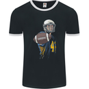 American Football Player Holding a Ball Mens Ringer T-Shirt FotL Black/White