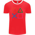 Arcade Game Console Buttons Gaming Gamer Mens Ringer T-Shirt FotL Red/White