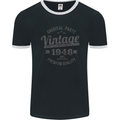 Vintage Year 77th Birthday 1946 Mens Ringer T-Shirt FotL Black/White