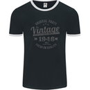 Vintage Year 77th Birthday 1946 Mens Ringer T-Shirt FotL Black/White