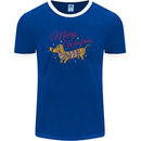 Merry Wiener Funny Christmas Dog Mens Ringer T-Shirt FotL Royal Blue/White