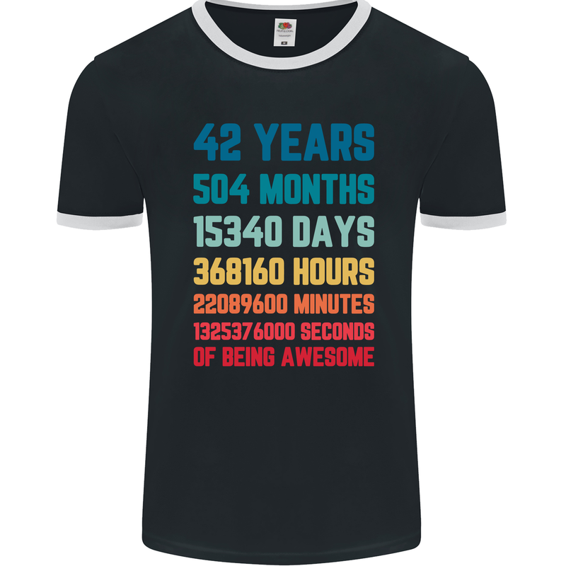 42nd Birthday 42 Year Old Mens Ringer T-Shirt FotL Black/White