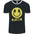 Headphones DJ Life Acid Face Vinyl Decks Mens Ringer T-Shirt FotL Black/White