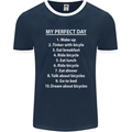 Cycling My Perfect Day Cyclist Bicycle Mens Ringer T-Shirt FotL Navy Blue/White