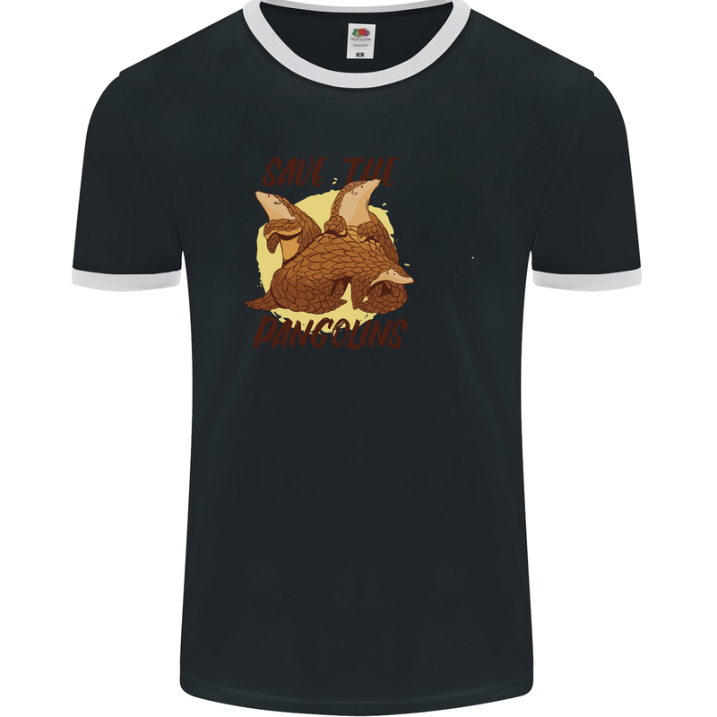 Save the Pagolins Environment Endangered Mens Ringer T-Shirt FotL Black/White