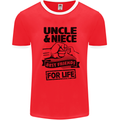 Uncle & Niece Friends for Life Funny Day Mens White Ringer T-Shirt Red/White