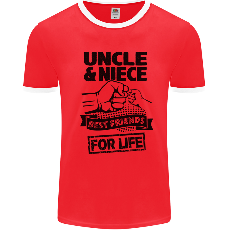 Uncle & Niece Friends for Life Funny Day Mens White Ringer T-Shirt Red/White