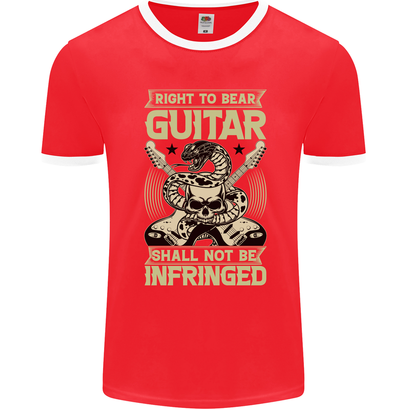 Right To Bear Guitar Rock n Roll Music Mens Ringer T-Shirt FotL Red/White