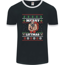 Gym Merry Liftmas Christmas Bodybuilding Mens Ringer T-Shirt FotL Black/White