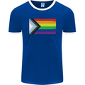 LGBTQ Flag Gay Pride Awareness Day LGBTQ Mens Ringer T-Shirt FotL Royal Blue/White