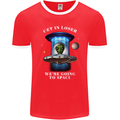 Get in Loser Funny Alien UFO Mens Ringer T-Shirt FotL Red/White
