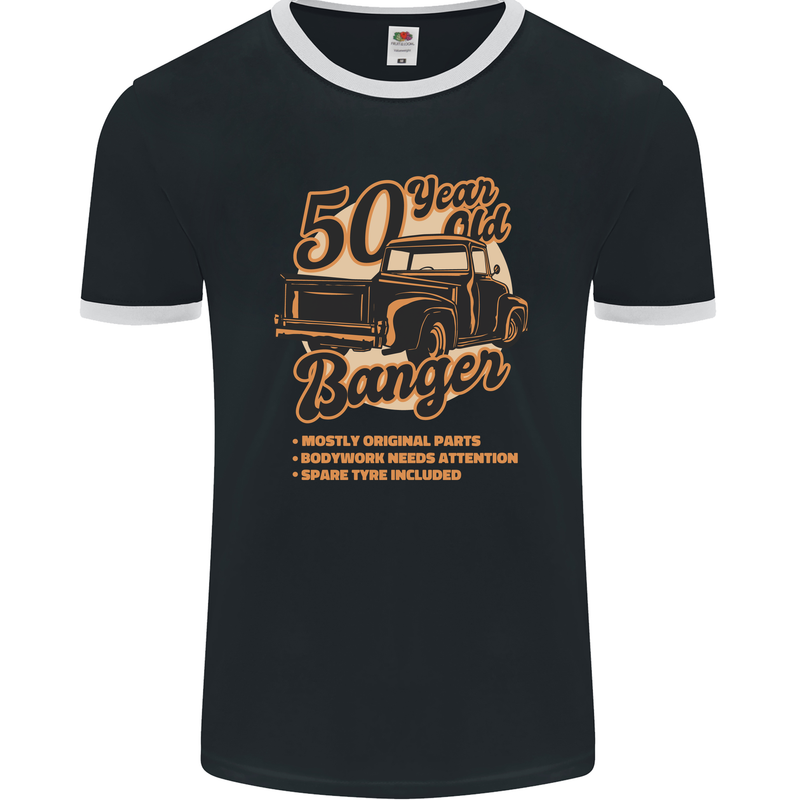 50 Year Old Banger Birthday 50th Year Old Mens Ringer T-Shirt FotL Black/White