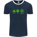 St. Patrick's Day Lucky Weed Drugs Funny Mens Ringer T-Shirt FotL Navy Blue/White